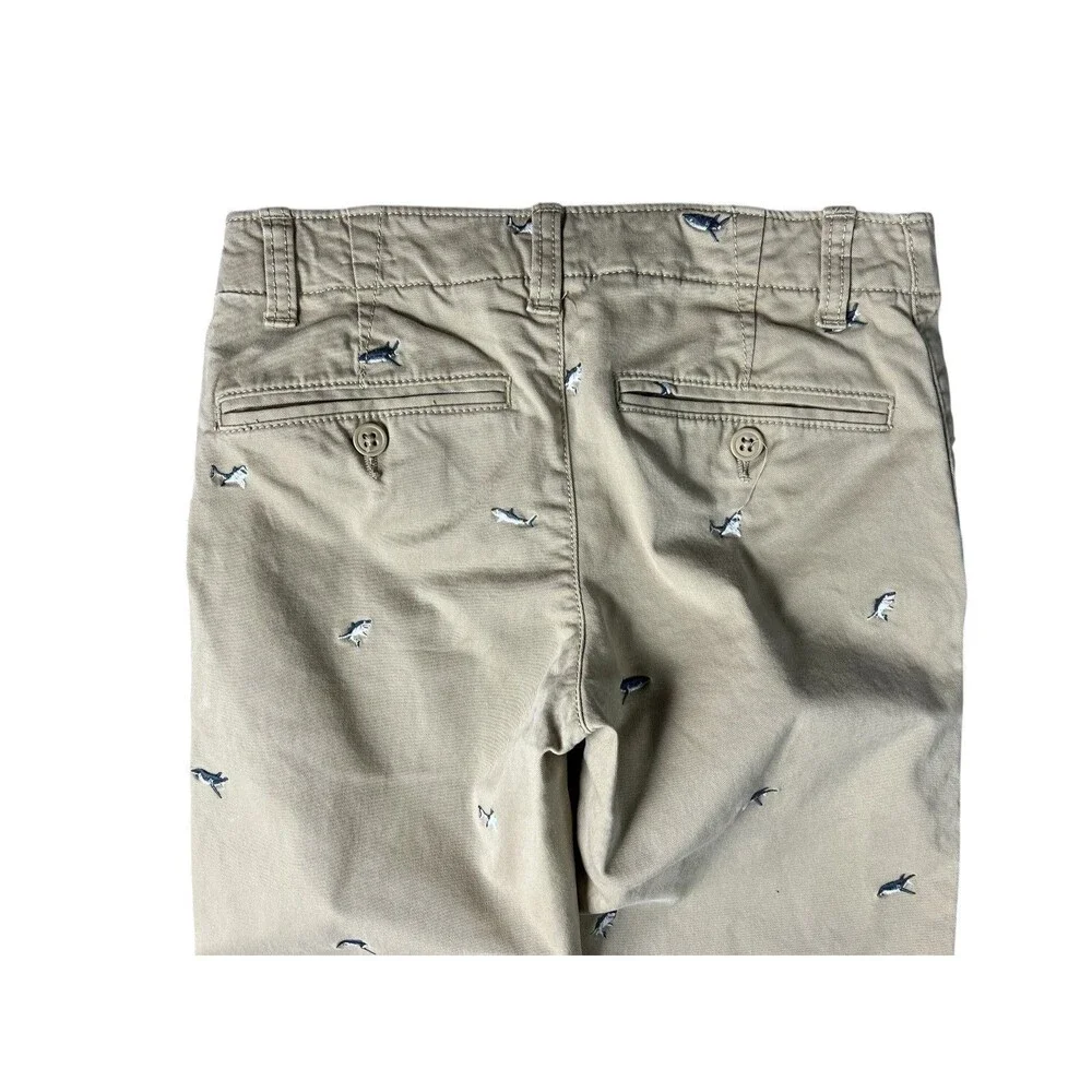 GAP Kids Boys Preppy Shark Embroidered Khaki Chino Adj Waist Pants  Size 14 slim